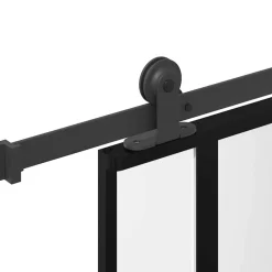 vidaXL Materiales De Construcción-Puerta corredera set herrajes vidrio templado aluminio 76x205cm