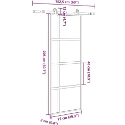 vidaXL Materiales De Construcción-Puerta corredera set herrajes vidrio templado aluminio 76x205cm