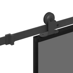 vidaXL Materiales De Construcción-Puerta corredera set herrajes vidrio templado aluminio 76x205cm