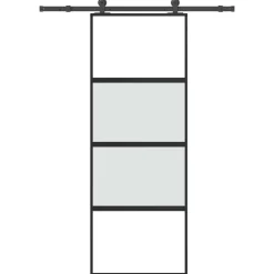 vidaXL Puerta corredera set herrajes vidrio templado aluminio 76x205cm matt and transparent New