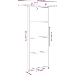 vidaXL Puerta corredera set herrajes vidrio templado aluminio 76x205cm matt and transparent New