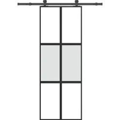 vidaXL Puerta corredera set herrajes vidrio templado aluminio 76x205cm