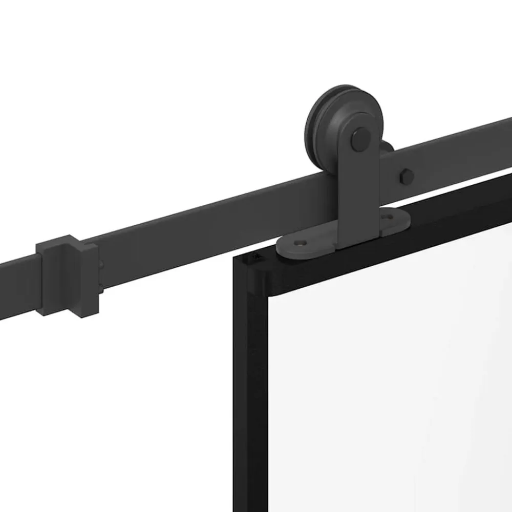 vidaXL Puerta corredera set herrajes vidrio templado aluminio 76x205cm