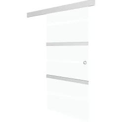 vidaXL Materiales De Construcción-Puerta corredera vidrio ESG y aluminio plateado 76x212 cm