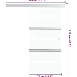 vidaXL Materiales De Construcción-Puerta corredera vidrio ESG y aluminio plateado 76x212 cm