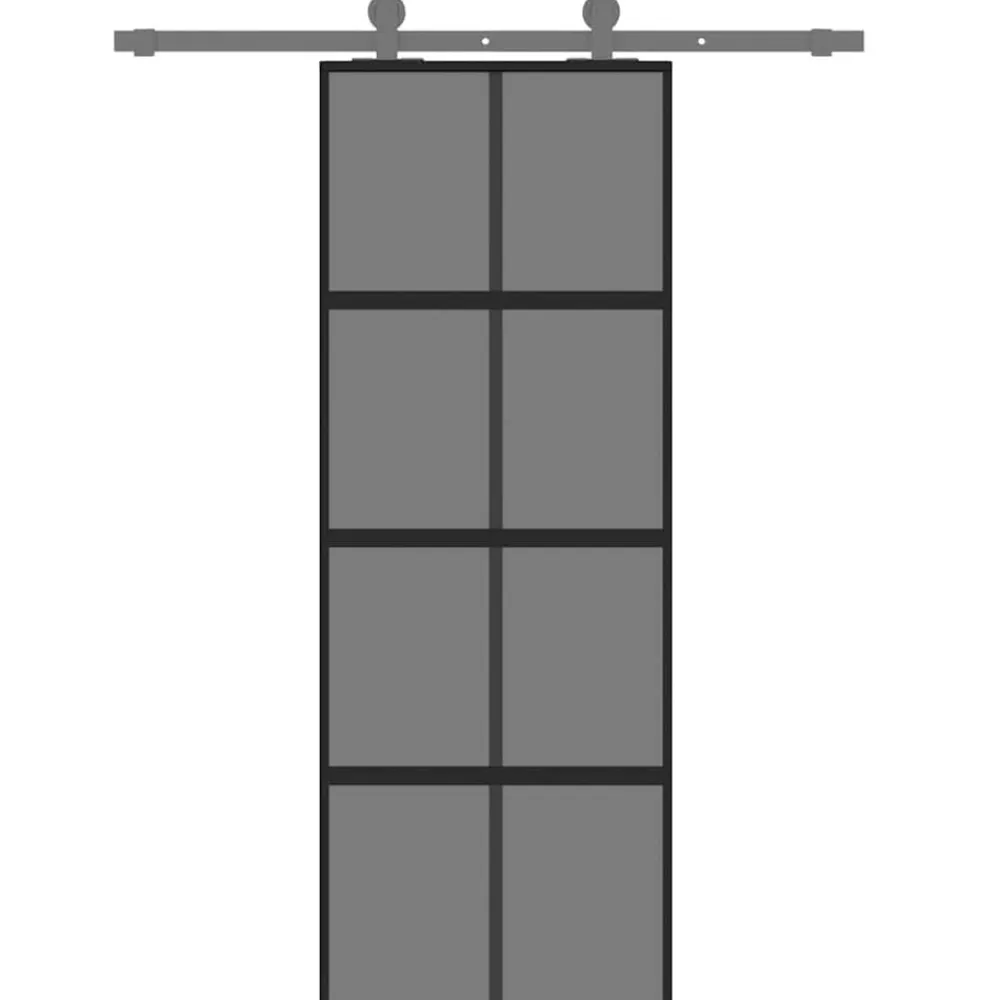 vidaXL Materiales De Construcción-Puerta corredera vidrio templado y aluminio negra 76x205 cm