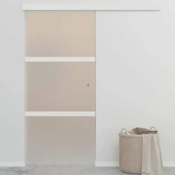 vidaXL Puerta corredera vidrio ESG y aluminio plateado 90x212 cm Outlet