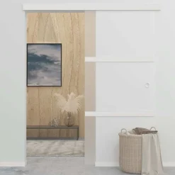 vidaXL Puerta corredera vidrio ESG y aluminio plateado 90x212 cm Outlet