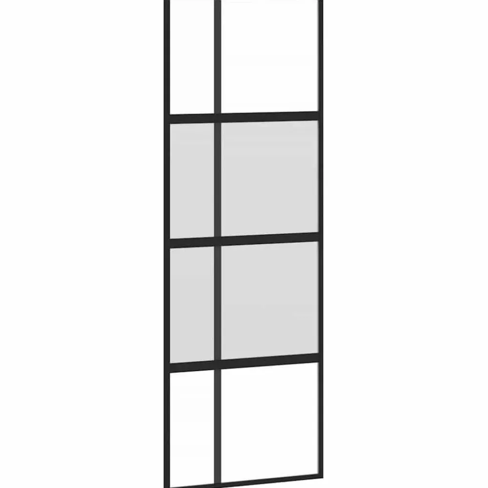 vidaXL Materiales De Construcción-Puerta corredera vidrio templado y aluminio negra 76x205 cm