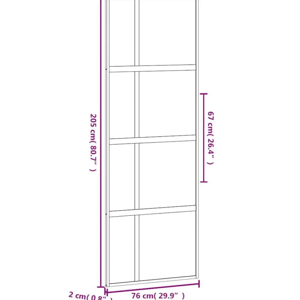 vidaXL Materiales De Construcción-Puerta corredera vidrio templado y aluminio negra 76x205 cm