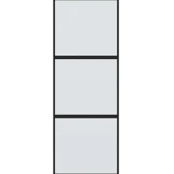 vidaXL Materiales De Construcción-Puerta corredera vidrio templado y aluminio negra 76x205 cm