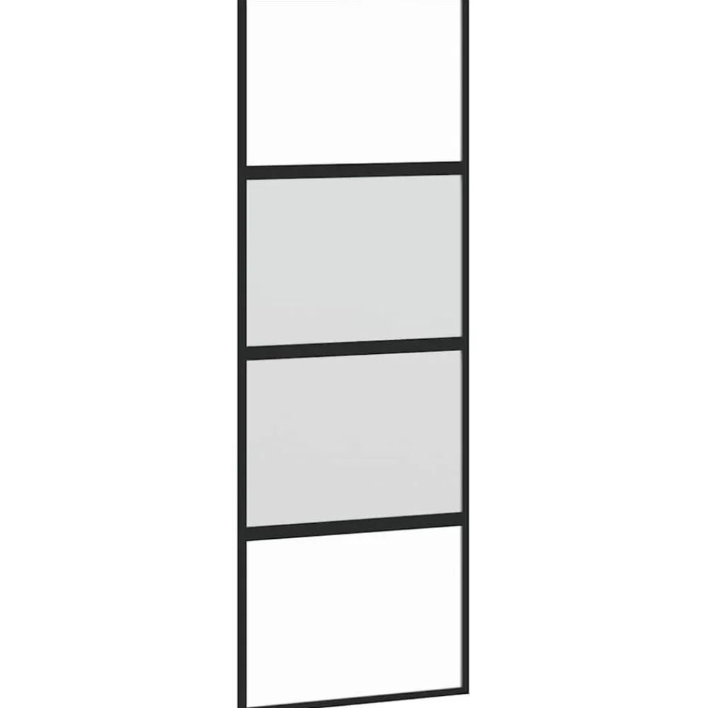 vidaXL Materiales De Construcción-Puerta corredera vidrio templado y aluminio negra 76x205 cm