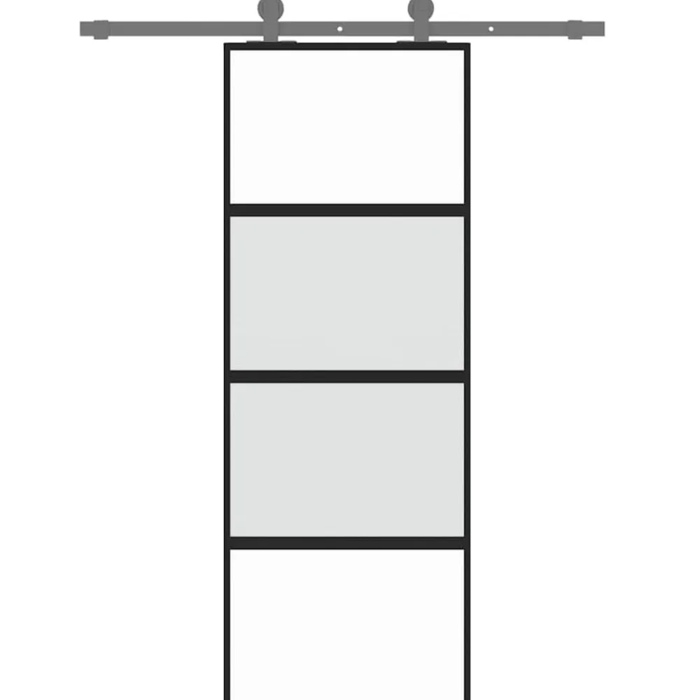 vidaXL Materiales De Construcción-Puerta corredera vidrio templado y aluminio negra 76x205 cm