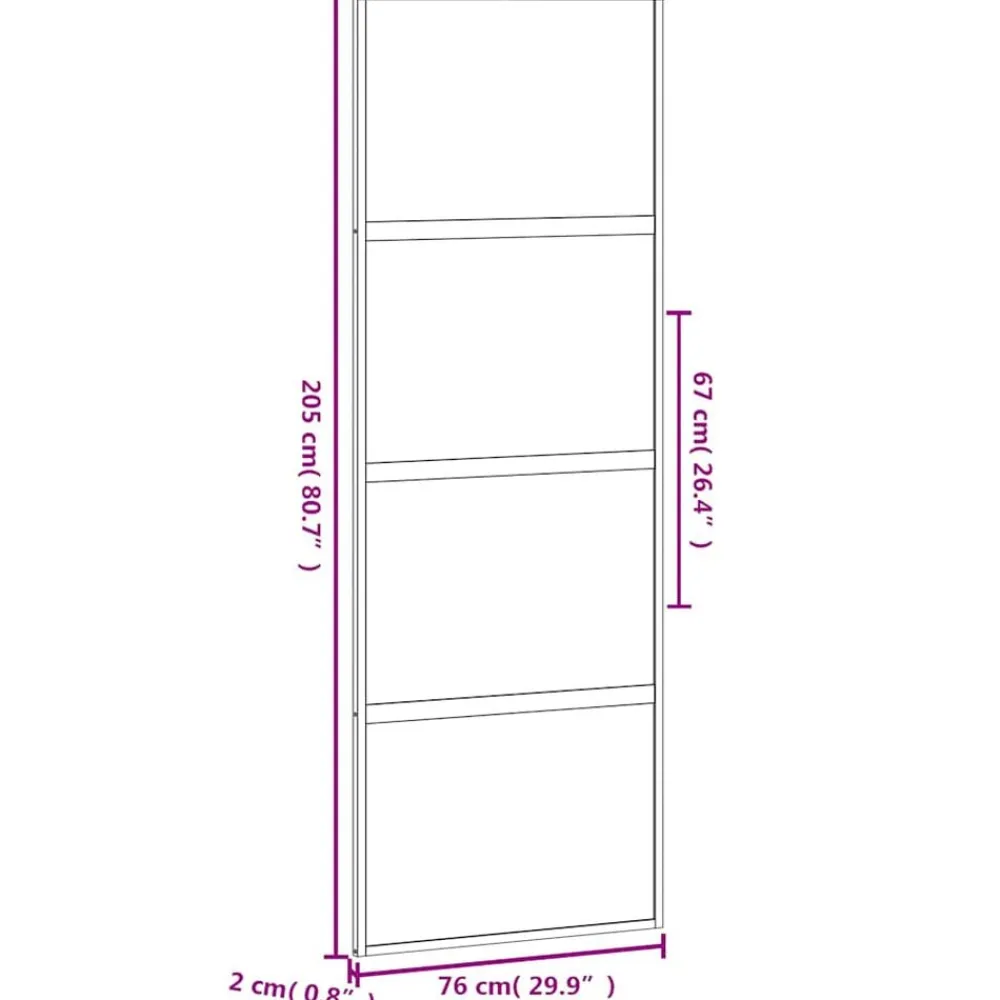 vidaXL Materiales De Construcción-Puerta corredera vidrio templado y aluminio negra 76x205 cm