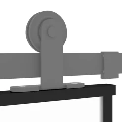 vidaXL Materiales De Construcción-Puerta corredera vidrio templado y aluminio negra 76x205 cm