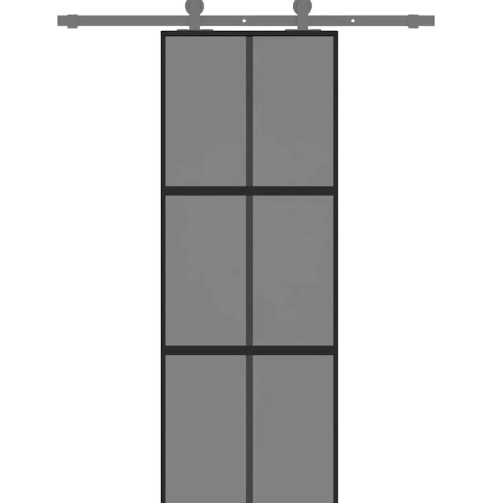 vidaXL Materiales De Construcción-Puerta corredera vidrio templado y aluminio negra 76x205 cm