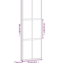 vidaXL Materiales De Construcción-Puerta corredera vidrio templado y aluminio negra 76x205 cm