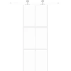 vidaXL Materiales De Construcción-Puerta corredera vidrio templado y aluminio blanca 76x205 cm