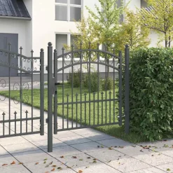 vidaXL Puerta de cerca con picos Emmen 100 x 100 cm Gris Best