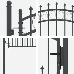 vidaXL Puerta de cerca con picos Emmen 100 x 100 cm Gris Best