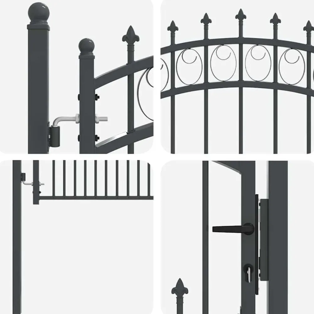 vidaXL Puerta de cerca con picos Emmen 100 x 100 cm Gris Best