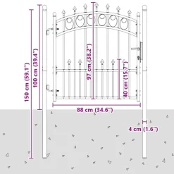 vidaXL Puerta de cerca con picos Emmen 100 x 100 cm Gris Best