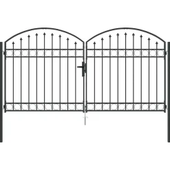 vidaXL Vallas De Jardín-Puerta de cerca con cerradura Assen Gris 301 x 200 cm Acero
