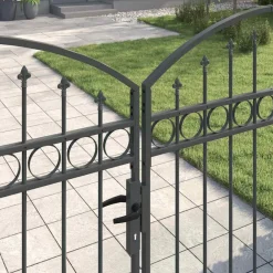 vidaXL Vallas De Jardín-Puerta de cerca con cerradura Assen Gris 301 x 200 cm Acero