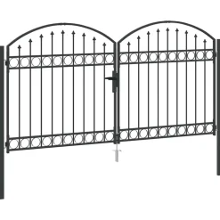 vidaXL Vallas De Jardín-Puerta de cerca con cerradura Assen Gris 301 x 200 cm Acero