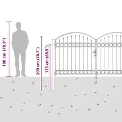 vidaXL Vallas De Jardín-Puerta de cerca con cerradura Assen Gris 301 x 200 cm Acero