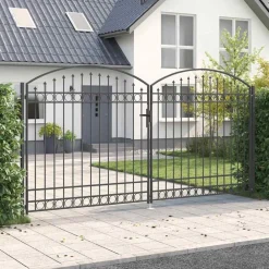 vidaXL Puerta de cerca con cerradura Assen Gris 301 x 224.5 cm Acero