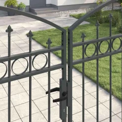 vidaXL Puerta de cerca con cerradura Assen Gris 301 x 224.5 cm Acero
