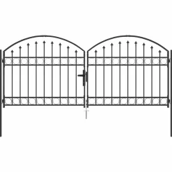 vidaXL Vallas De Jardín-Puerta de cerca con cerradura Assen Gris 301 x 175,5 cm Acero