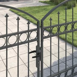vidaXL Vallas De Jardín-Puerta de cerca con cerradura Assen Gris 301 x 175,5 cm Acero