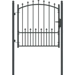 vidaXL Puerta de cerca con picos con cerradura Emmen 100 x 100 cm Gris Discount