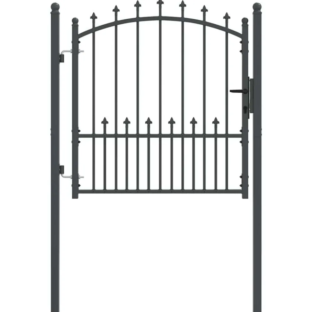vidaXL Puerta de cerca con picos con cerradura Emmen 100 x 100 cm Gris Discount