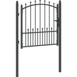 vidaXL Puerta de cerca con picos con cerradura Emmen 100 x 100 cm Gris Discount