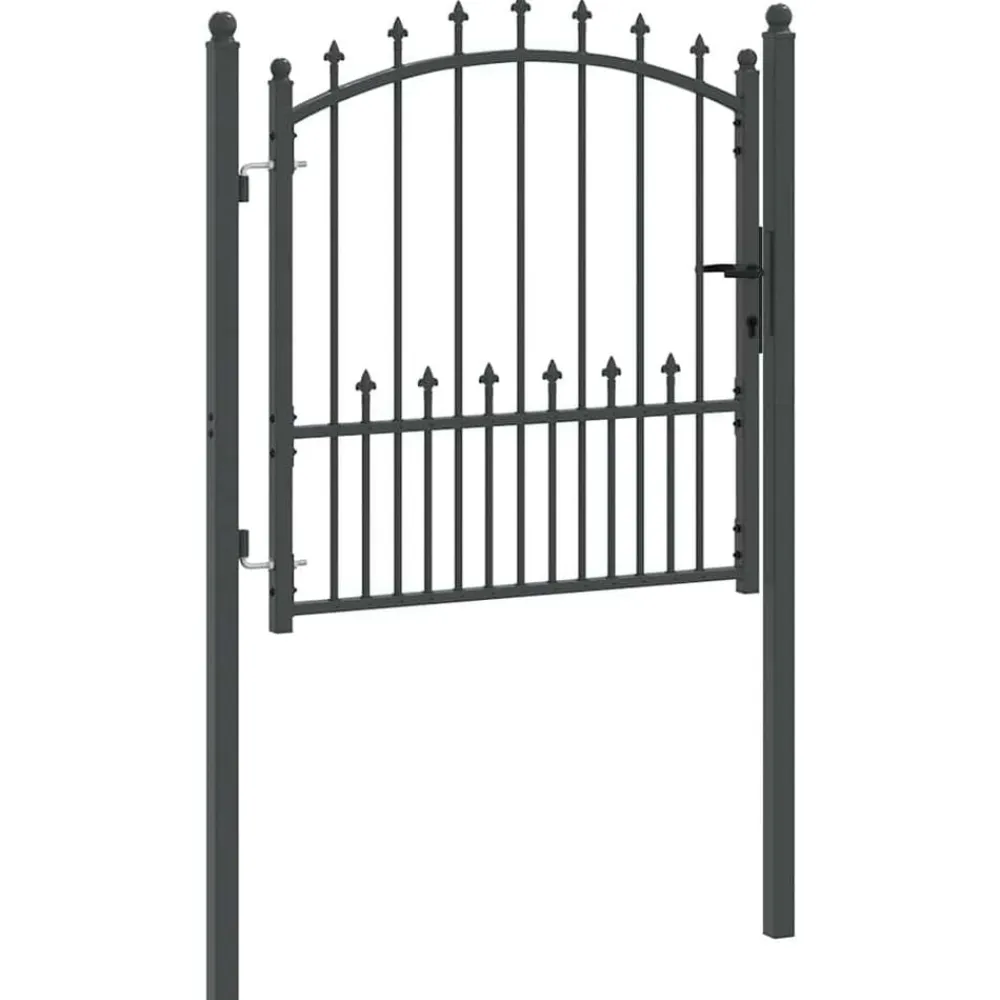 vidaXL Puerta de cerca con picos con cerradura Emmen 100 x 100 cm Gris Discount