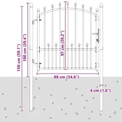 vidaXL Puerta de cerca con picos con cerradura Emmen 100 x 100 cm Gris Discount