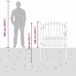 vidaXL Puerta de cerca con picos con cerradura Emmen 100 x 100 cm Gris Discount