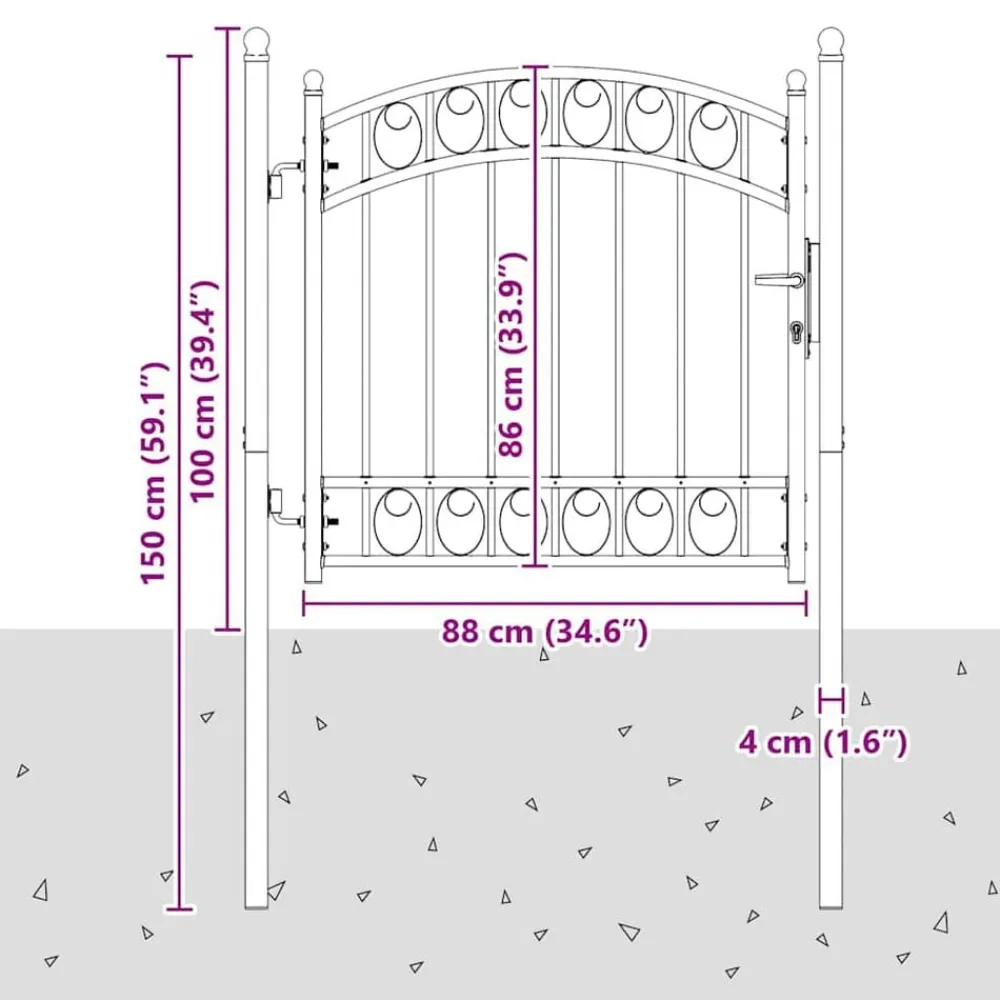 vidaXL Vallas De Jardín-Puerta de cerca con cerradura Emmen 100 x 100 cm