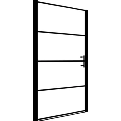 vidaXL Fontanería-Puerta de ducha de vidrio templado esmerilado negra 81x195 cm