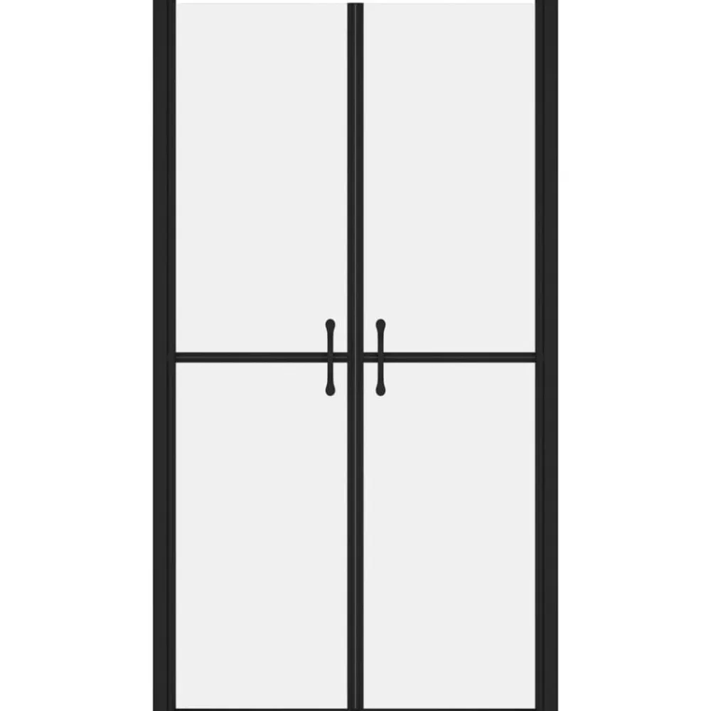vidaXL Puerta de ducha ESG esmerilado (68-71)x190 cm Negro Clearance