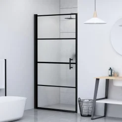 vidaXL Puerta de ducha vidrio semiesmerilado negro 81x195 cm Best