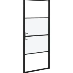 vidaXL Puerta de ducha vidrio semiesmerilado negro 81x195 cm Best