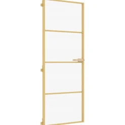 vidaXL Puerta de interior dorada vidrio templado y aluminio 76x201,5cm Dorado y mate Best
