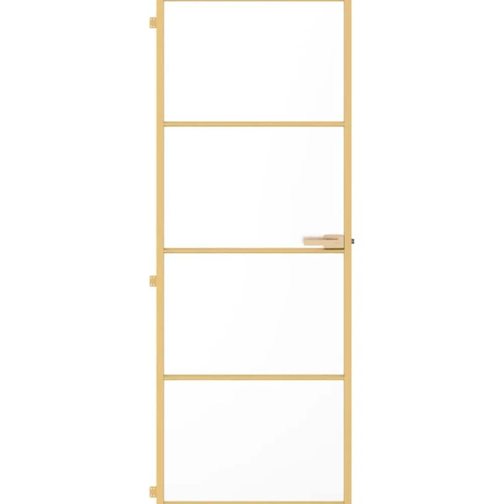 vidaXL Puerta de interior dorada vidrio templado y aluminio 76x201,5cm Dorado y mate Best