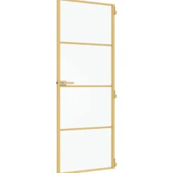 vidaXL Puerta de interior dorada vidrio templado y aluminio 76x201,5cm Dorado y mate Best
