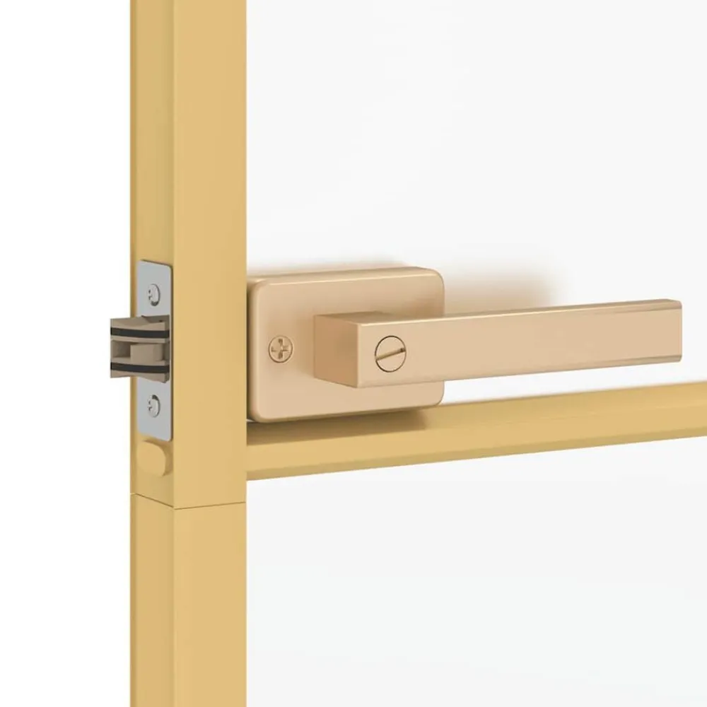 vidaXL Puerta de interior dorada vidrio templado y aluminio 76x201,5cm Dorado y mate Best