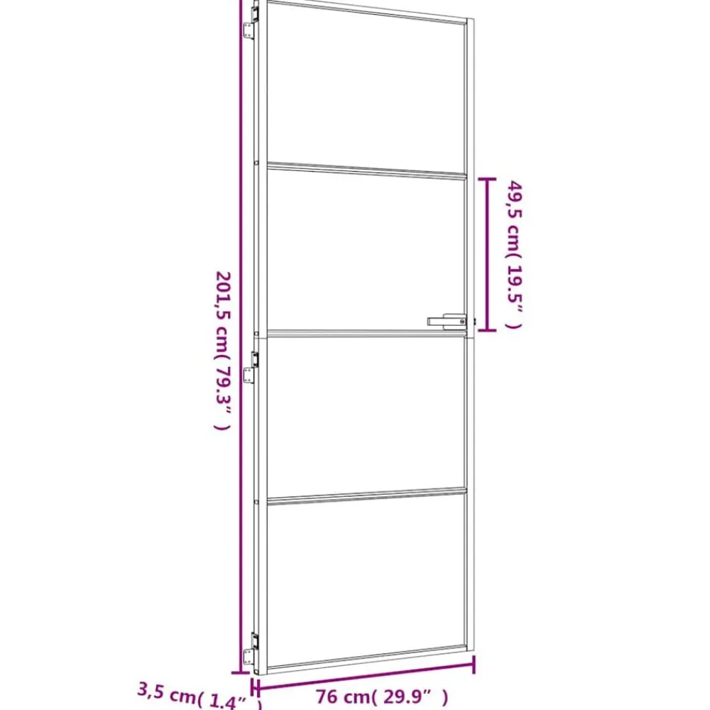 vidaXL Puerta de interior dorada vidrio templado y aluminio 76x201,5cm Dorado y mate Best